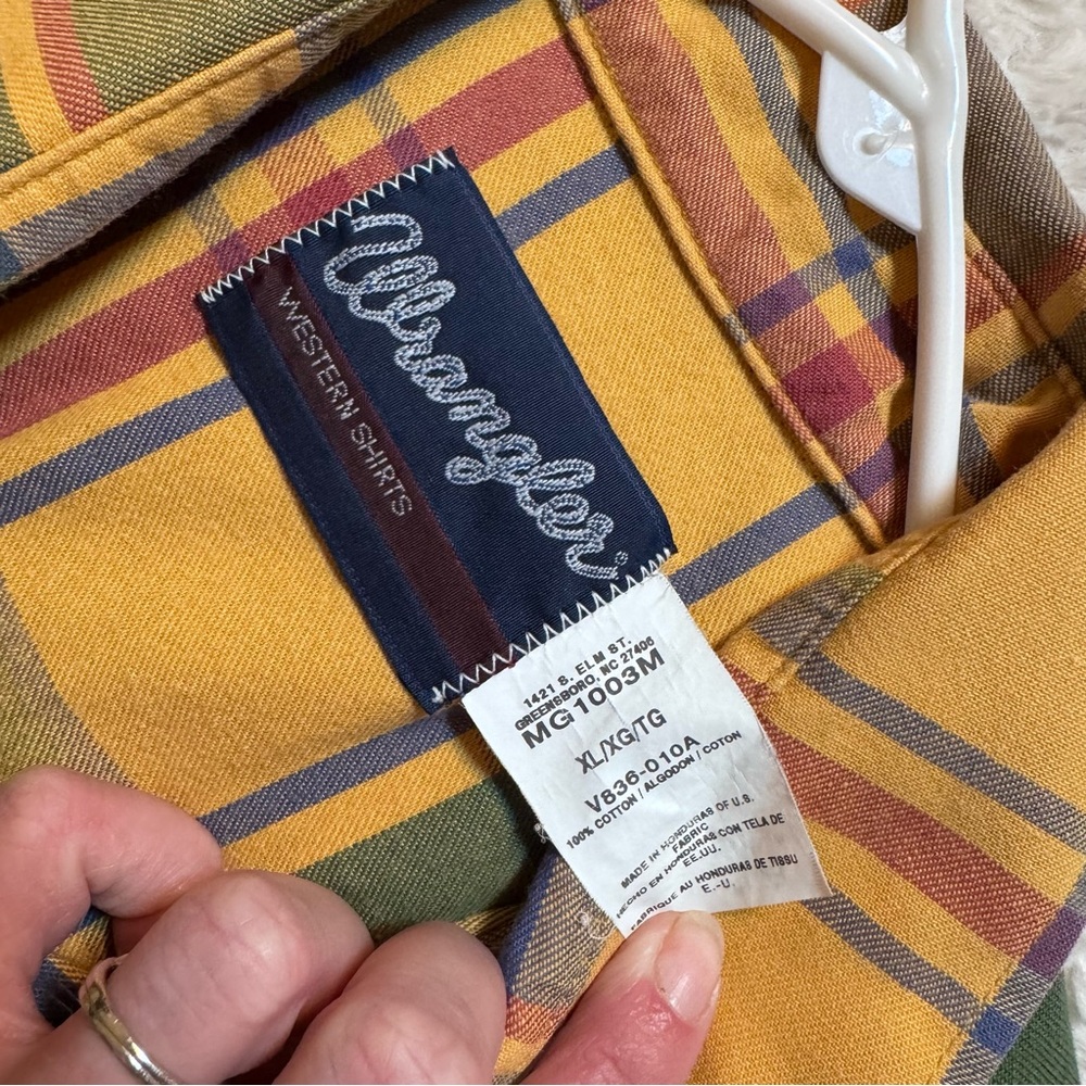 Vintage Wrangler Pearl Snap Western Shirt | Plaid Short Sleeve | Men’s XL - Picture 3 of 5